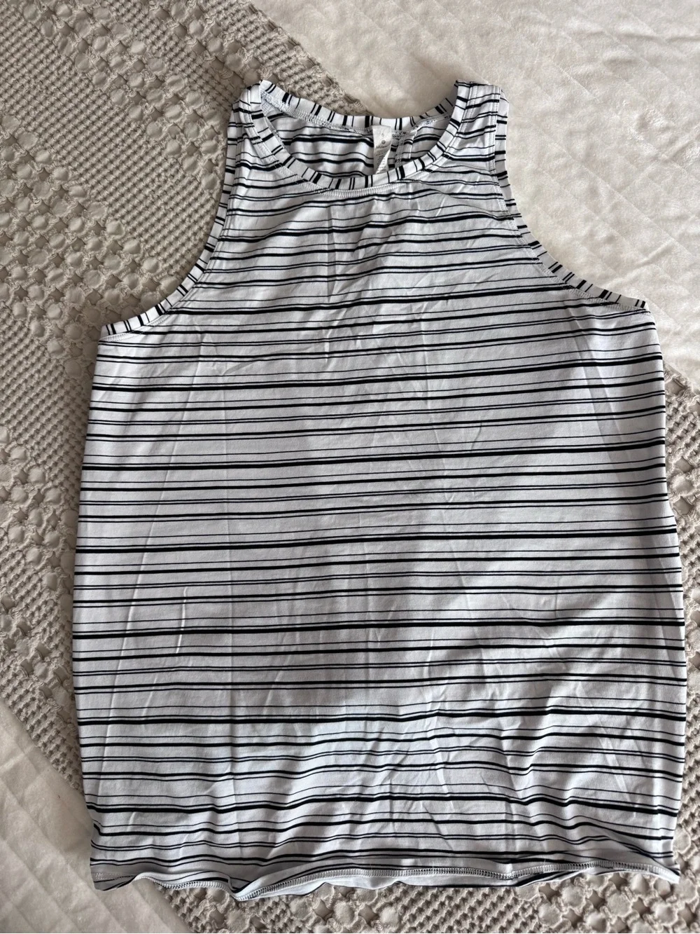 lululemon athletica White and Black Striped Tie-Front Racerback Tank